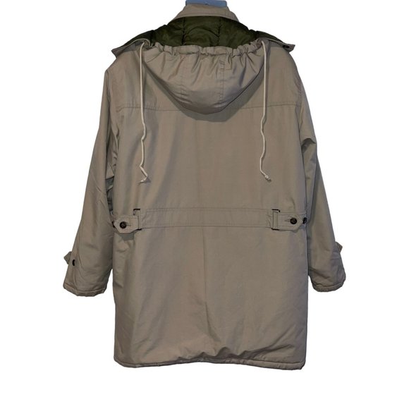 Vintage Field and Stream Khaki Coat Mens L Lined Insulated Pockets Hoodie Hooded - Picture 6 of 11
